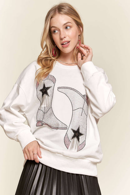Western Glam Rhinestone Boot Sweatshirt