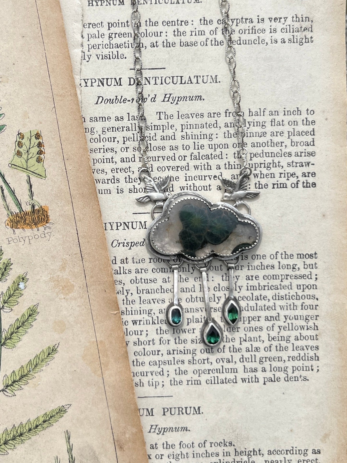Green Cloud Necklace with Tourmaline Raindrops