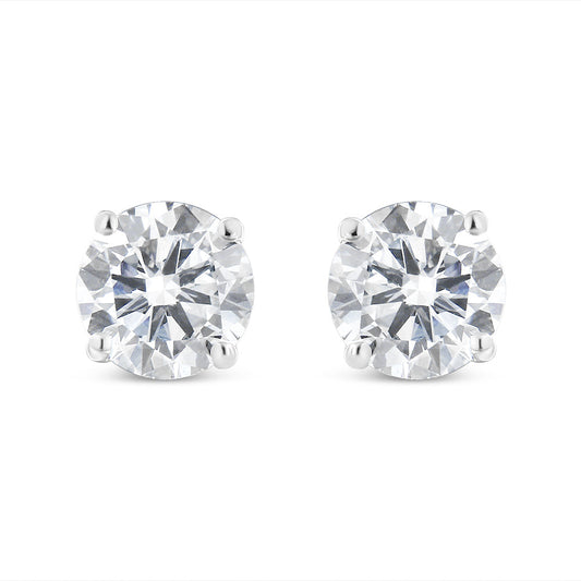 .925 Sterling Silver 1.00 Cttw Round Brilliant-Cut Diamond Classic 4-Prong Stud Earrings With Screw Backs (J-K Color, I2-I3 Clarity)