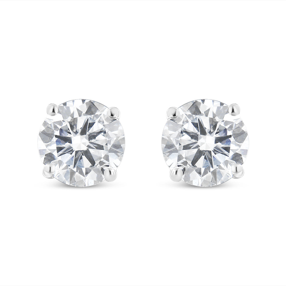 Igi Certified 14K White Gold 1.0 Cttw Solitaire Round Cut Diamond Stud Earrings (G-H Color, I1-I2 Clarity)