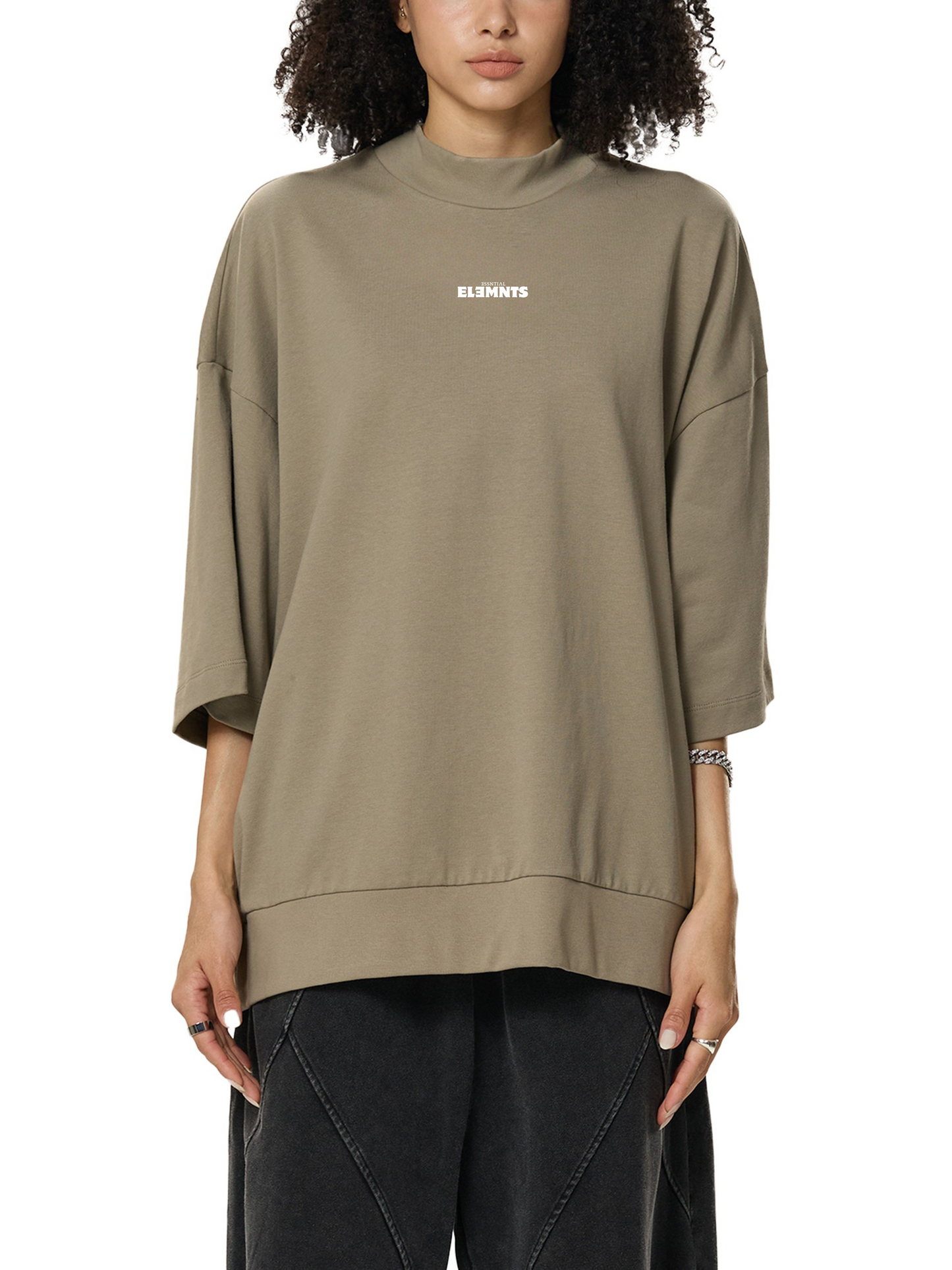 ESSNTIAL ELEMNTS Unisex 305G HW OS Mock Neck Tee