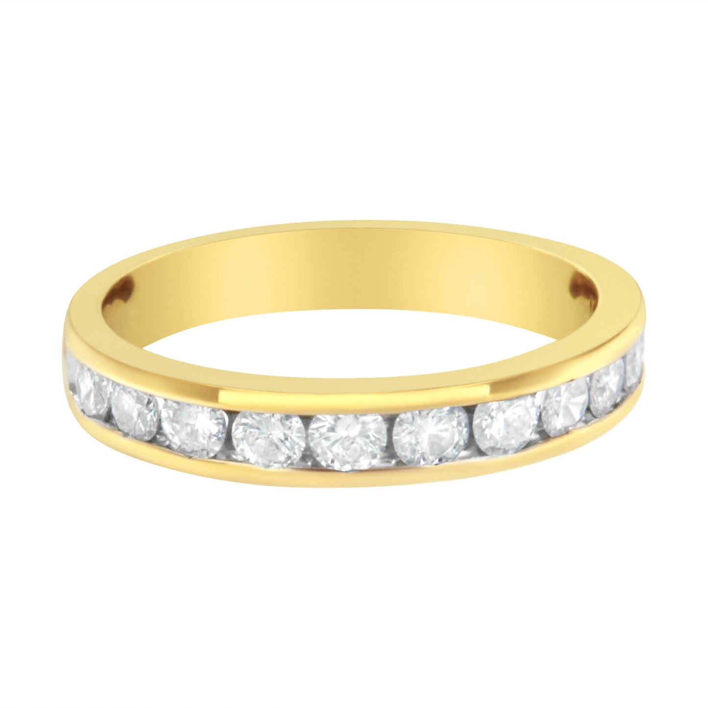 Igi Certified 18K Yellow Gold 1.0 Cttw Channel Set Round-Cut Diamond 11 Stone Anniversary/Wedding Band Ring (I-J Color, I1-I2 Clarity) - Size 5