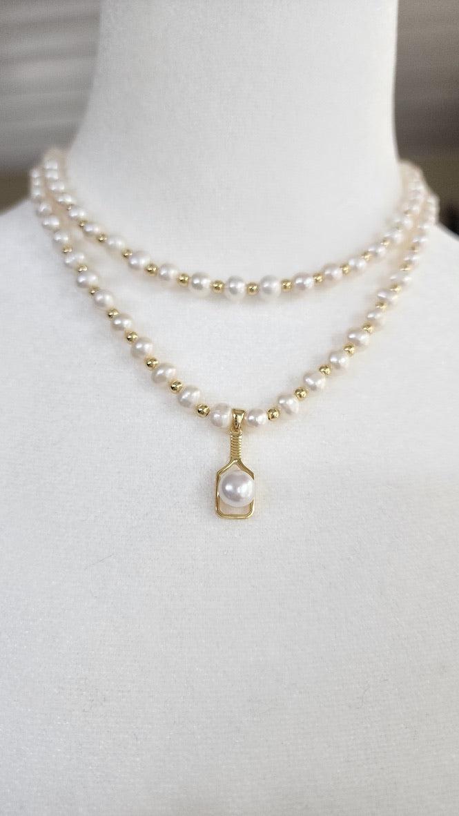 Pickleball Paddle Pearly Necklace