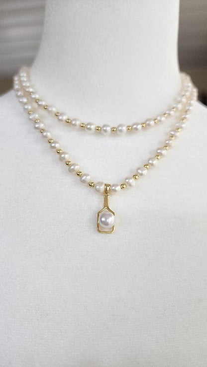 Pickleball Paddle Pearly Necklace