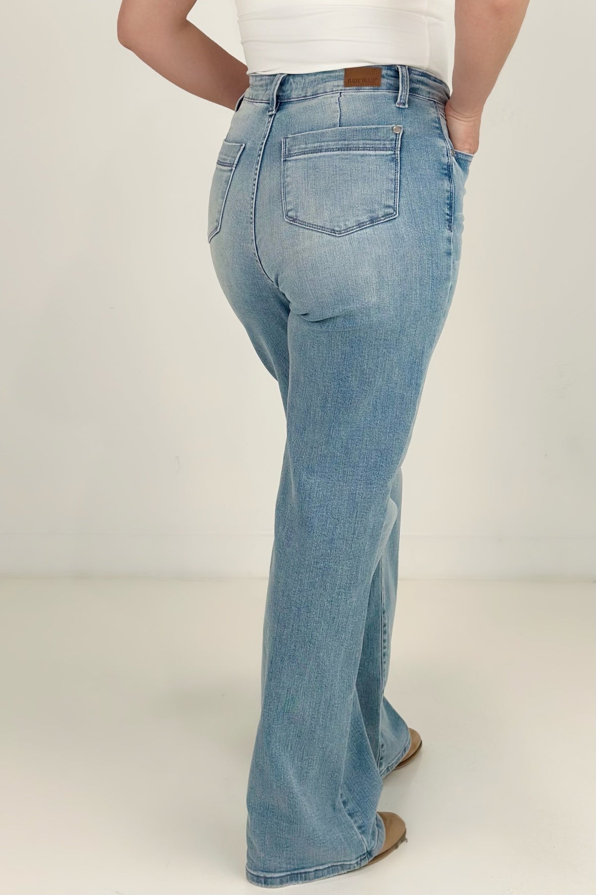 Judy Blue High Waist With Pocket Details Wide Leg Jeans