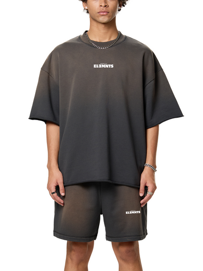 ESSNTIAL ELEMNTS Unisex 350G Sun Fade Raw Edge Shorts