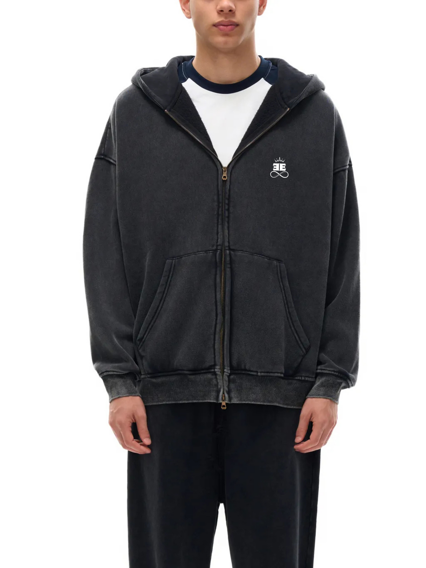 ESSNTIAL ELEMNTS Unisex 360G Snow Washed Zipped Hoodie