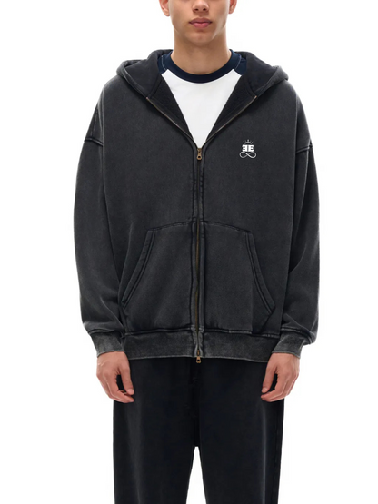 ESSNTIAL ELEMNTS Unisex 360G Snow Washed Zipped Hoodie