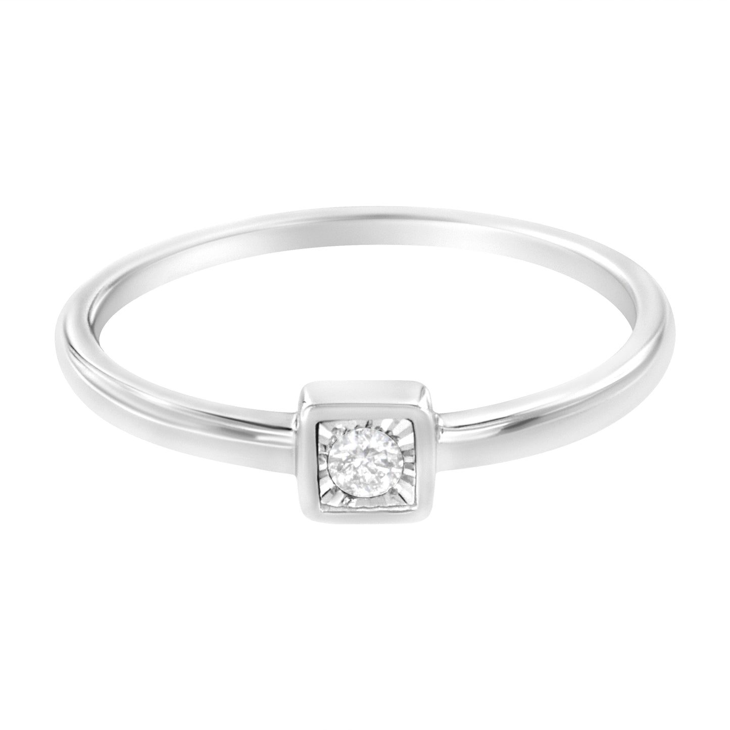 .925 Sterling Silver Miracle-Set Diamond Accent Cushion Shaped Promise Ring (J-K Color, I1-I2 Clarity) - Size 8