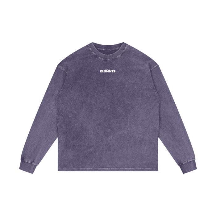 ESSNTIAL ELEMNTS Unisex 250G Acid Wash OS LS Tee