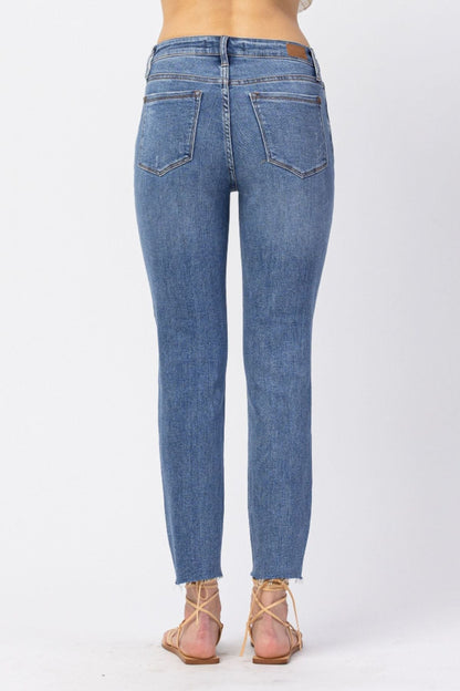 Judy Blue High Rise Relaxed Sunflower Embroidery Jeans