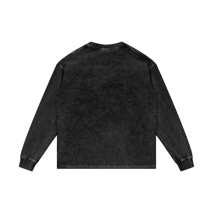 ESSNTIAL ELEMNTS Unisex 250G Acid Wash OS LS Tee