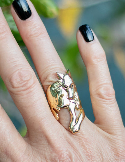 Everwild Courage Wolf Cuff Ring in Silver + Diamonds