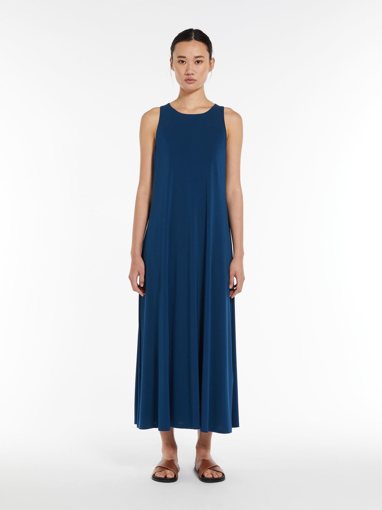 Max Mara Supremo Stretch Jersey A-line Dress in China Blue