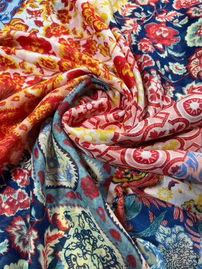 Multicolor Cotton/ Viscose Floral Scarf for women