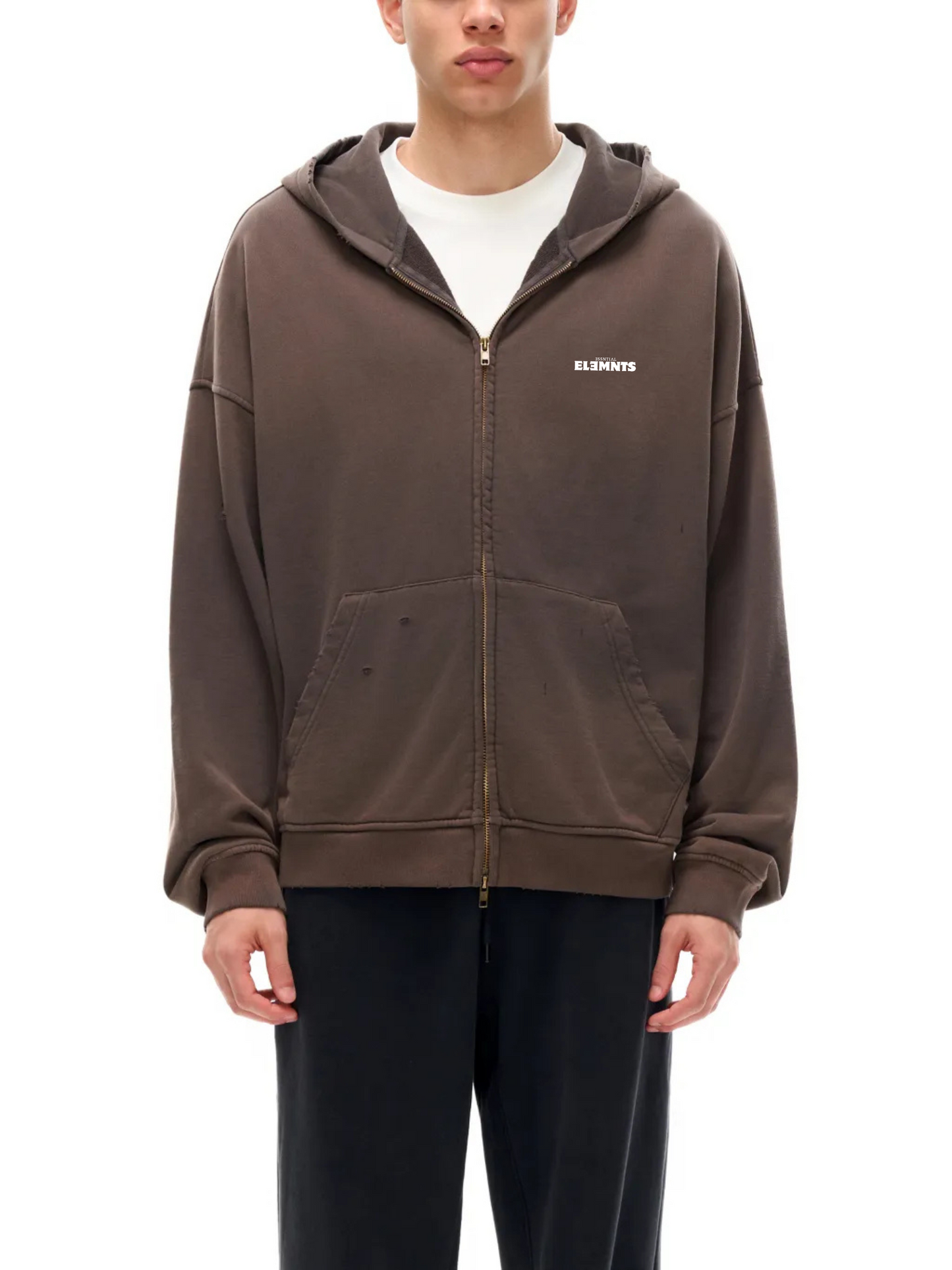 ESSNTIAL ELEMNTS Unisex 420G Frayed Washed Hoodie