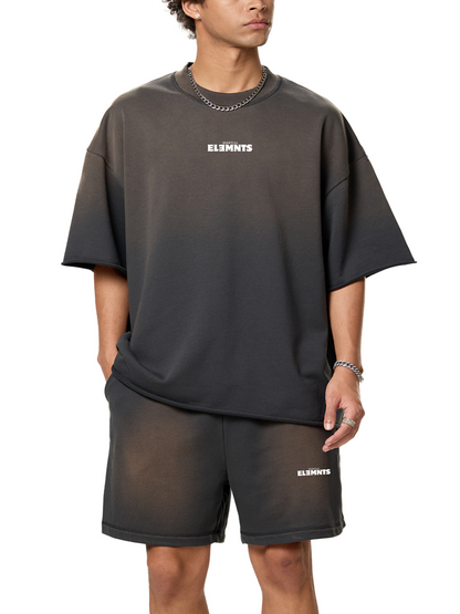 ESSNTIAL ELEMNTS Unisex 350G Sun Fade Raw Edge Shorts