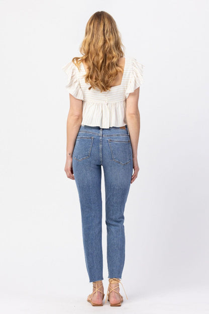 Judy Blue High Rise Relaxed Sunflower Embroidery Jeans