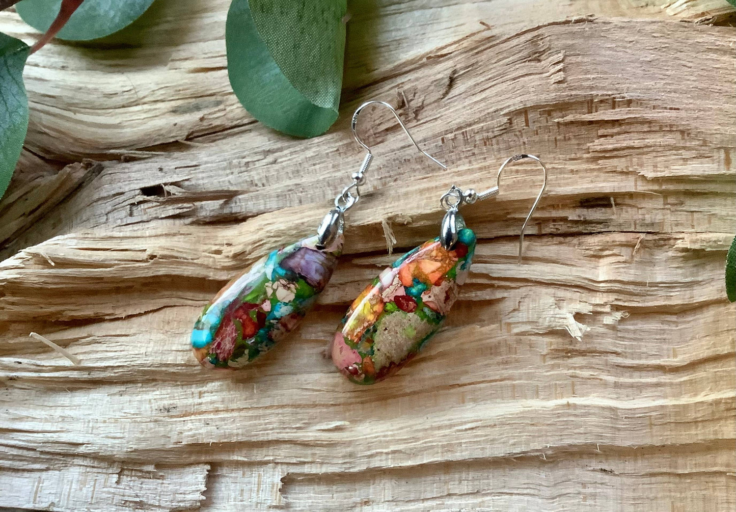 Earrings, dangle earrings, stone earrings: Lighter blue