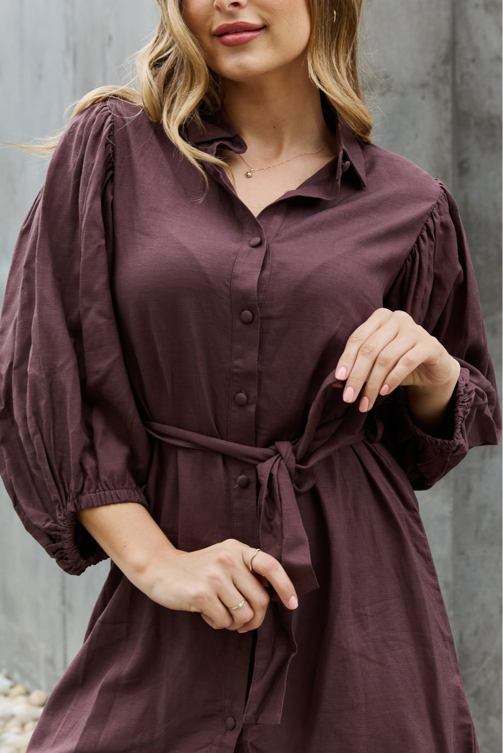 Jade by Jane Hello Darling Full Size Half Sleeve Belted Mini Dress in Charcoal