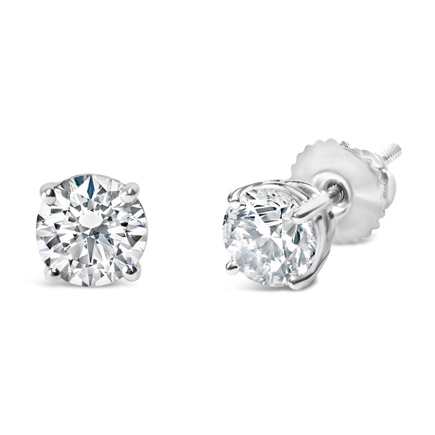 Igi Certified 14K White Gold 1 1/2 Cttw Lab Grown Diamond Solitaire Stud Earrings With Screwbacks (I-J Color, Vvs2-Vs1 Clarity)