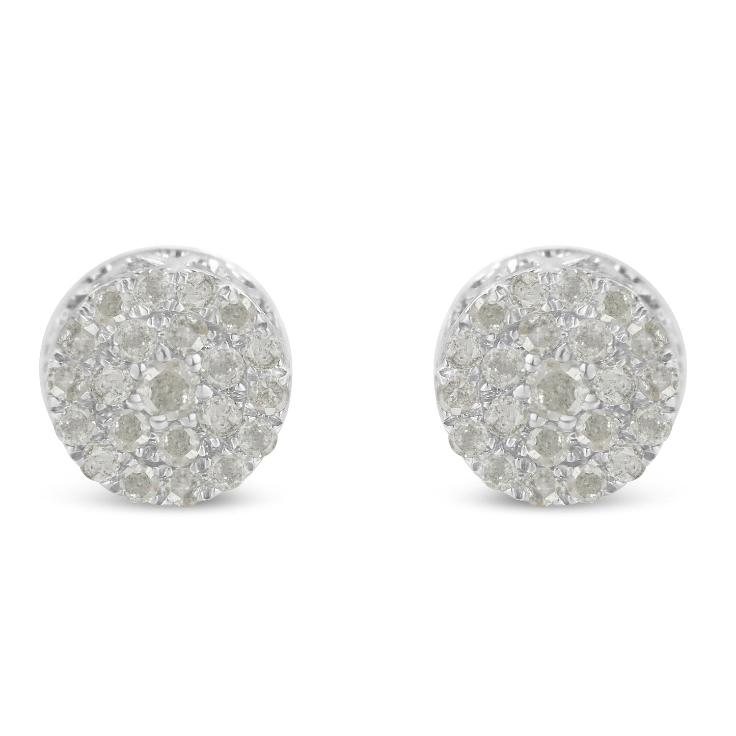 10K White Gold Diamond Cluster Stud Earrings (0.5 Cttw, I-J Color, I2-I3 Clarity)