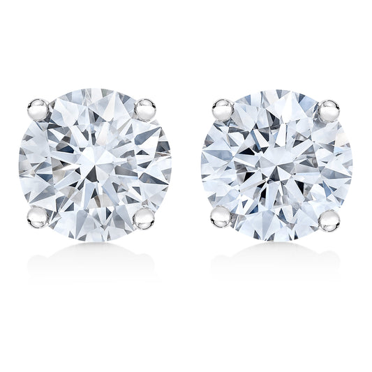 14K White Gold 1/2 Cttw Round-Cut Diamond Solitaire Stud Earrings (G-H Color, Vsi-Vs2 Clarity)