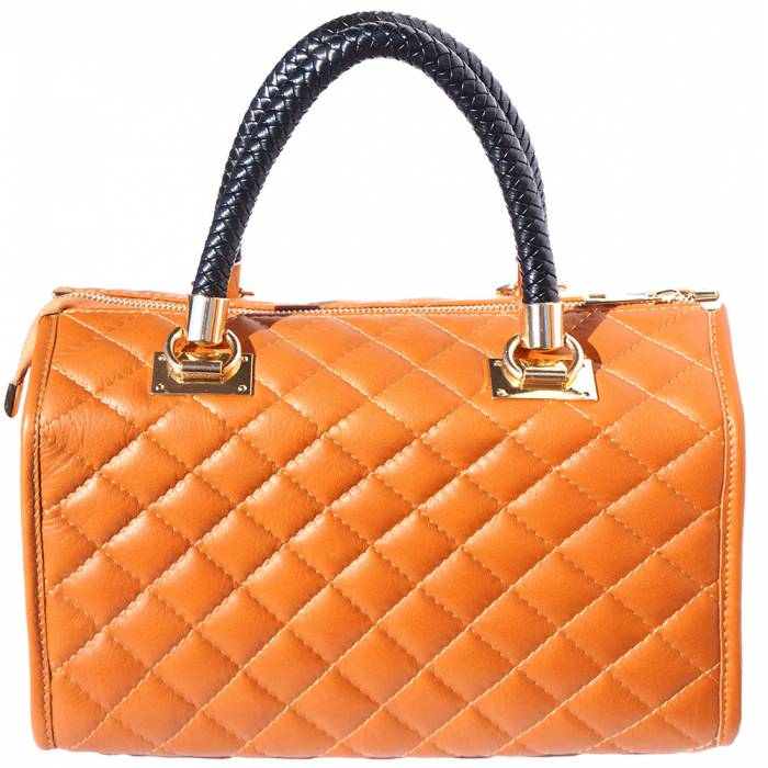 E Leather Boston Bag