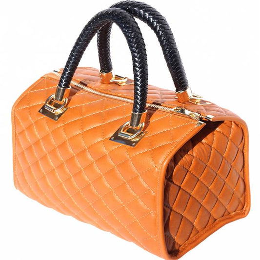 E Leather Boston Bag