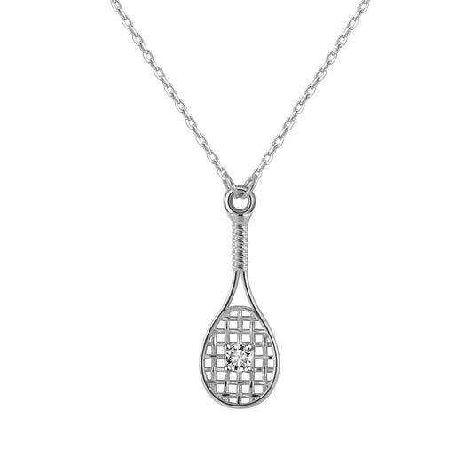 LoveMatch Tennis Baby Love Silver Racquet & Ball Pendant Necklace