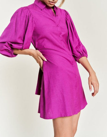 Half sleeve belted dress