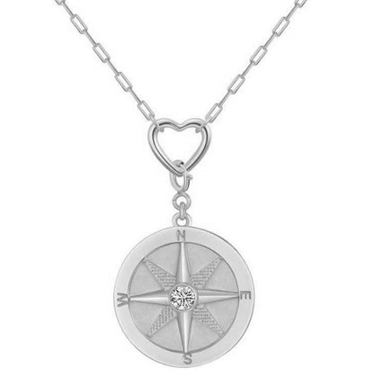 Saints We Wander Compass Necklace Silver