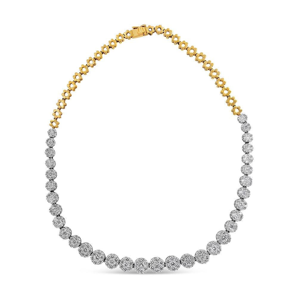 Igi Certified 14K Yellow Gold 14 3/4 Cttw Pave Set Round-Cut Diamond Riviera Necklace (F-G Color, S2-I1 Clarity)