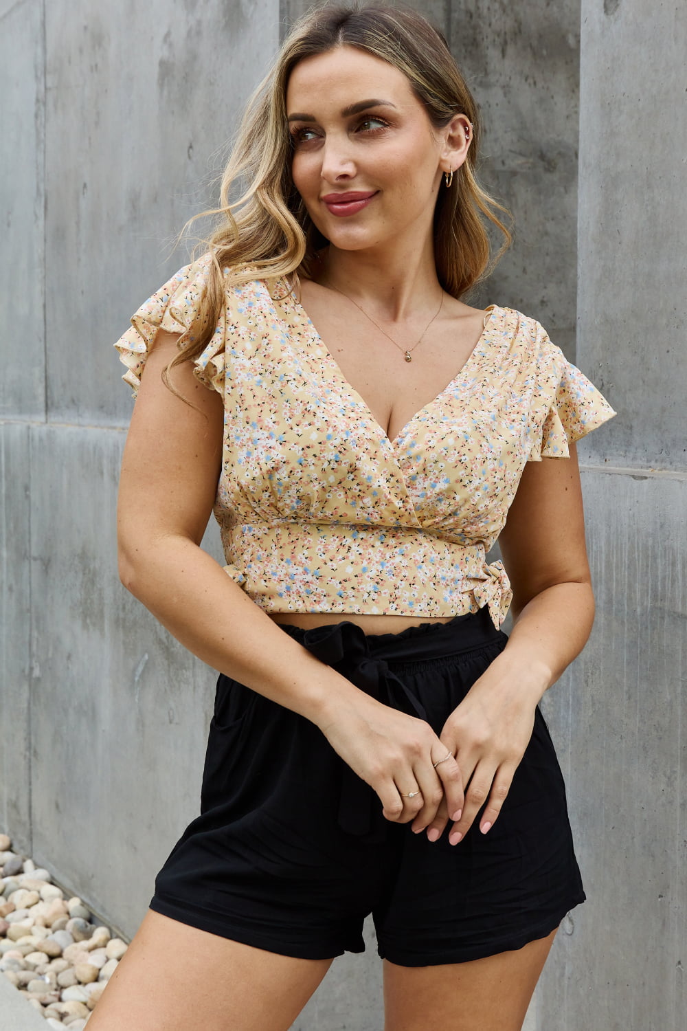 HEYSON Your Hidden Gem Floral Printed Cropped Blouse