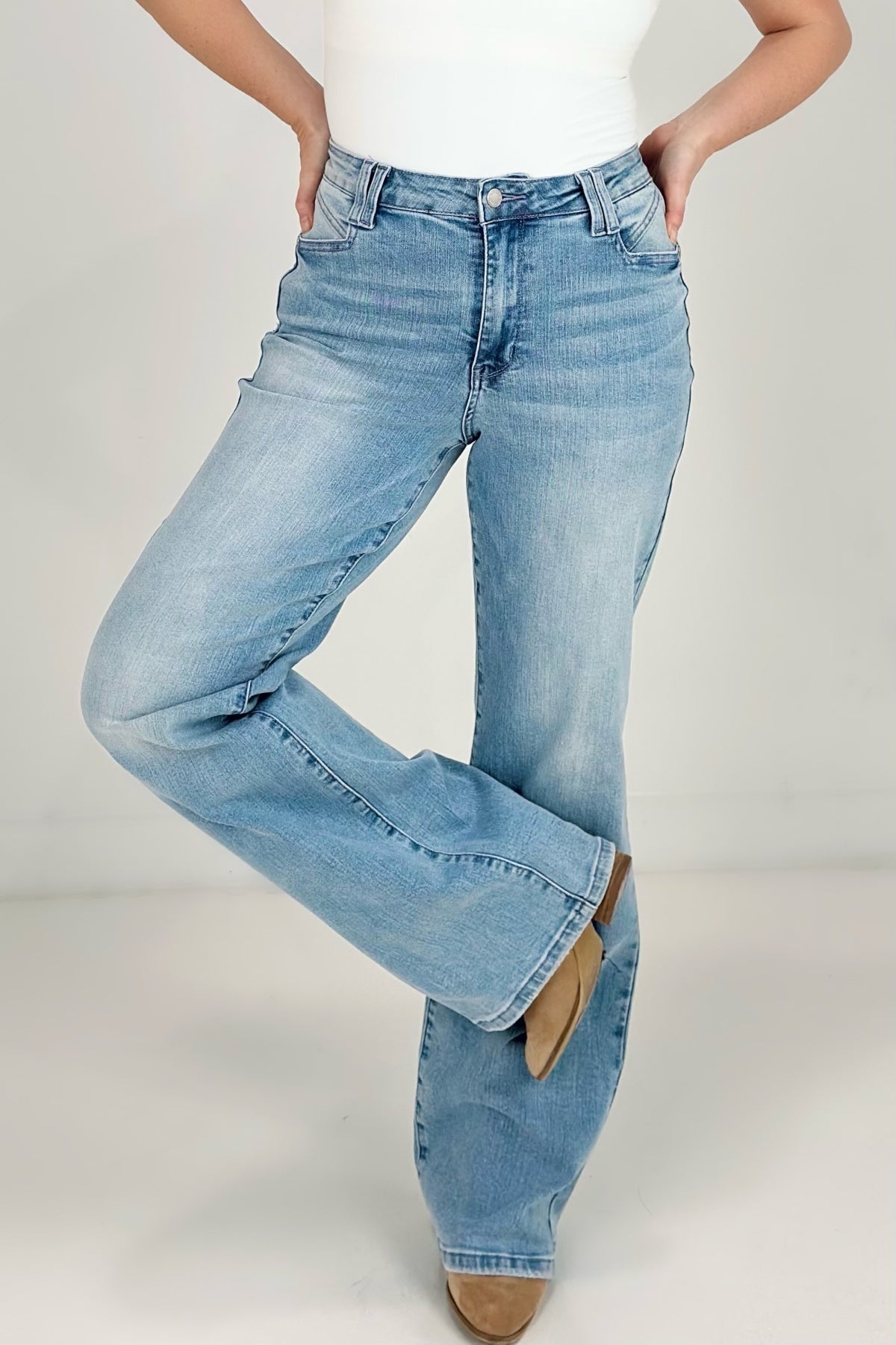 Judy Blue High Waist With Pocket Details Wide Leg Jeans