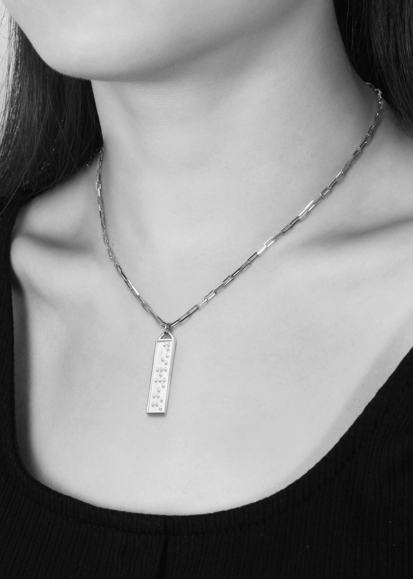 Touchstone I Love You Bar Necklace Silver