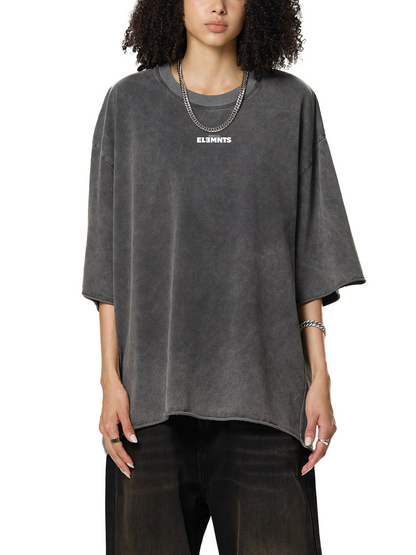 ESSNTIAL ELEMNTS Unisex Raw Edge Washed Boxy Tee
