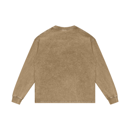 ESSNTIAL ELEMNTS Unisex 250G Acid Wash OS LS Tee