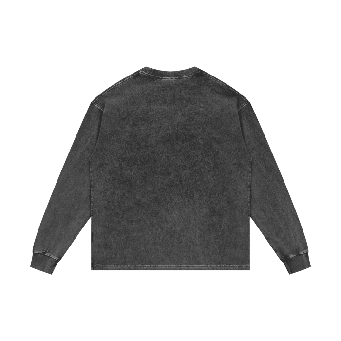 ESSNTIAL ELEMNTS Unisex 250G Acid Wash OS LS Tee