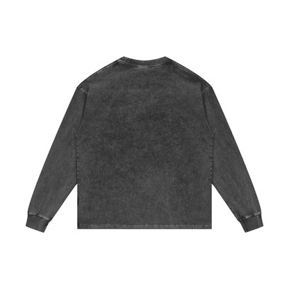 ESSNTIAL ELEMNTS Unisex 250G Acid Wash OS LS Tee