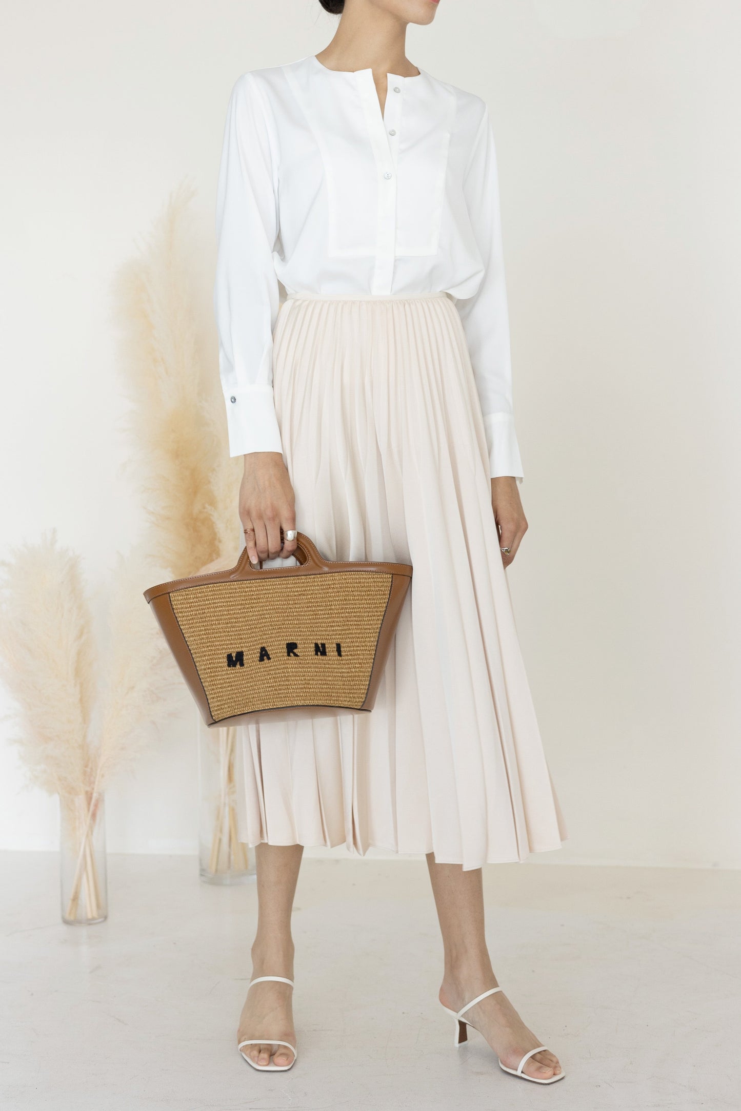 Collarless Front Button Blouse