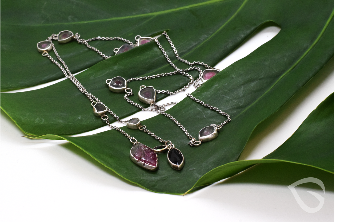 PlantingSeed™ Sterling Silver and Watermelon Tourmaline Corn Lariat