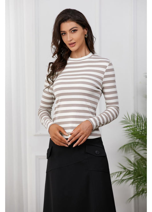 Mauve White Striped T-Shirt