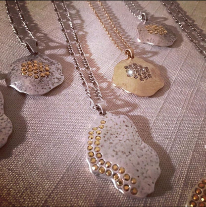 Birthstone Crystal Waning Gibbous Moon Necklace