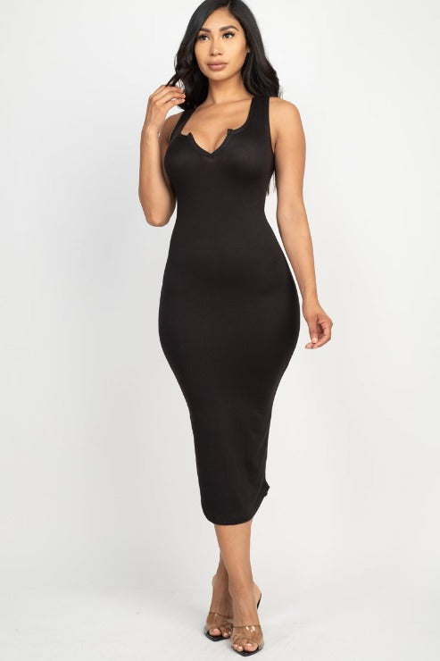 Split Neck Tank Midi Dress (CAPELLA)