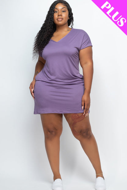 Plus Size Cap Sleeve Pocket Mini Dress (capella)