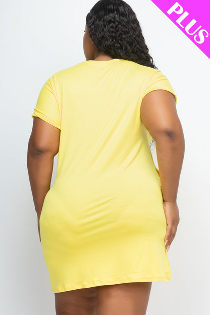 Plus Size Cap Sleeve Pocket Mini Dress (capella)