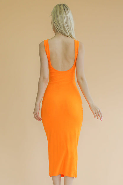 Ribbed Open Back Sleeveless Maxi Dress (CAPELLA)