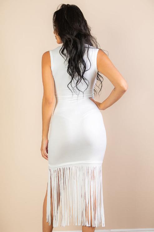 Sleeveless Fringe Midi Dress (CAPELLA)