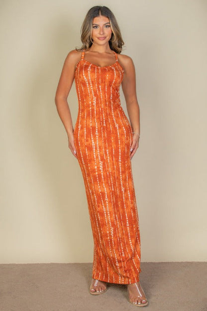 Tie Dye Printed Cami Bodycon Maxi Dress (CAPELLA)